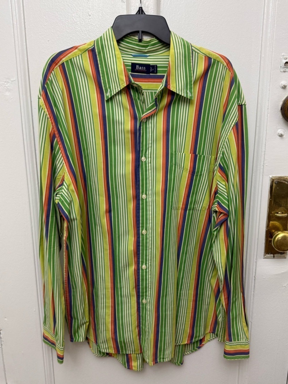 Bass Men's Vibrant Multicolor Striped Shirt 100% Cotton Size L